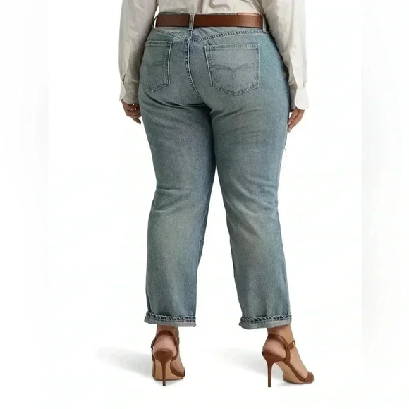 NWT $195 Lauren Ralph Lauren Women Plus Size Patchwork Relaxed Tapered Jeans 20W - Picture 5 of 10